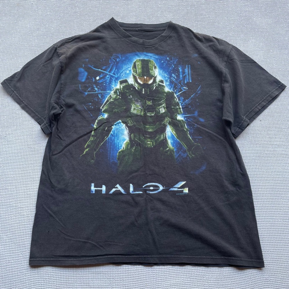 Y2K Halo 4 Master Chief Graphic T-Shirt Black 2012 Microsoft Promo Tee XL